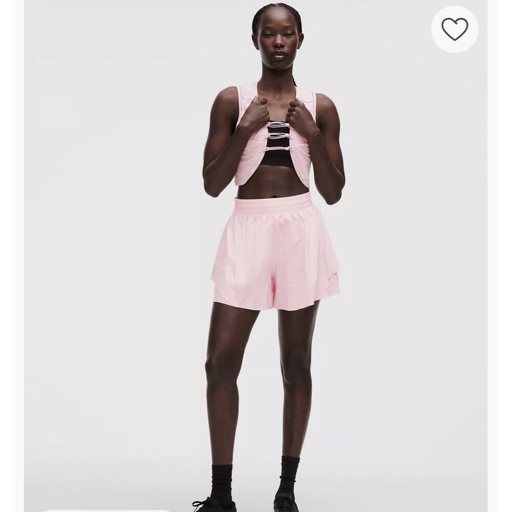 Lululemon Shake It Out High Rise Light Pink 4” Running Shorts Women’s Size XL